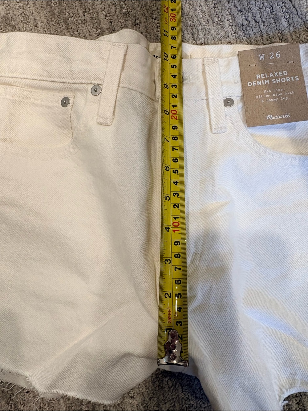 NWT Madewell Relaxed Denim Shorts | White | Mid Rise | Size 26 - Picture 8 of 9